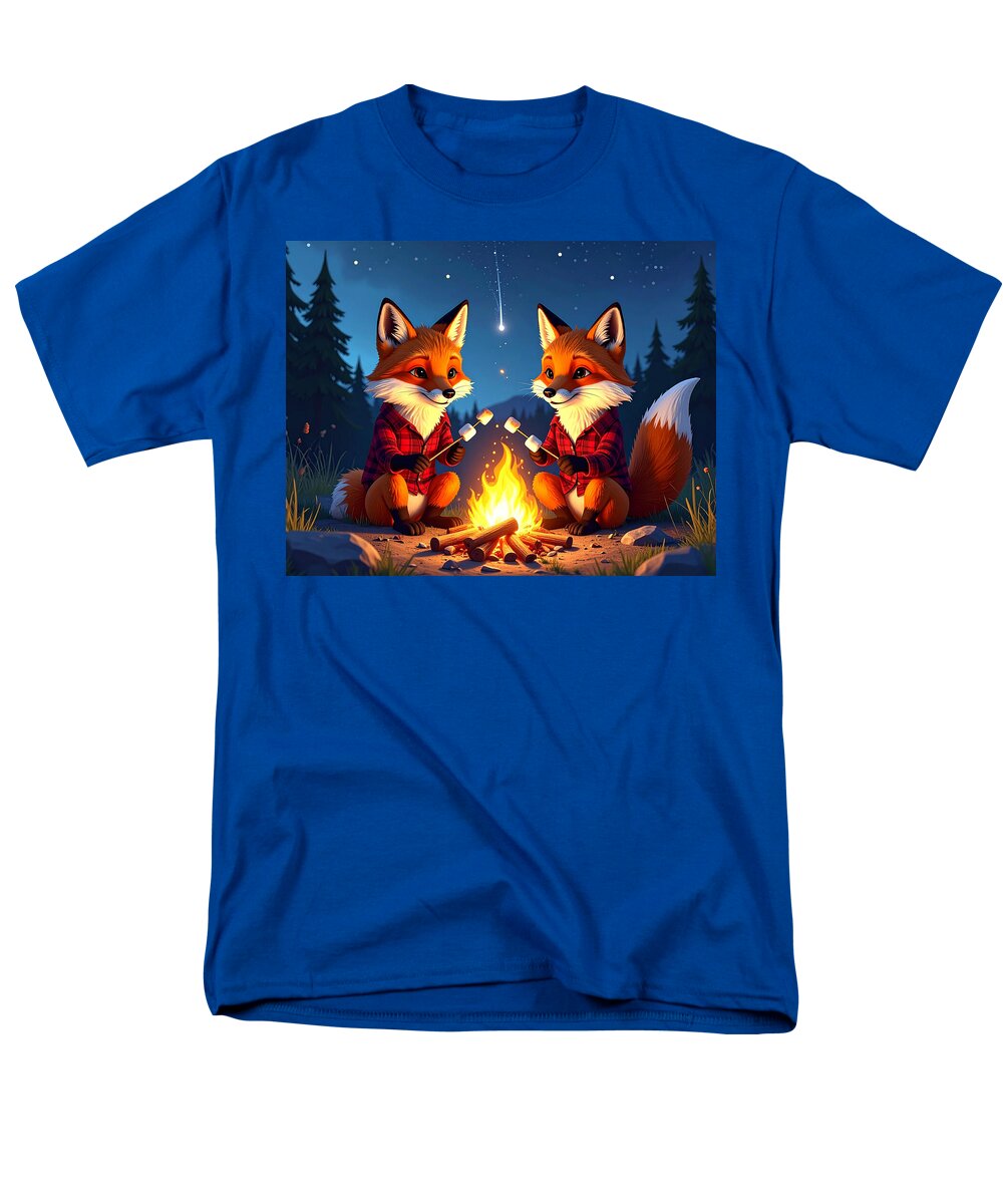 Foxes Toasting Marshmallows Under the Stars - Men's T-Shirt (Regular Fit)