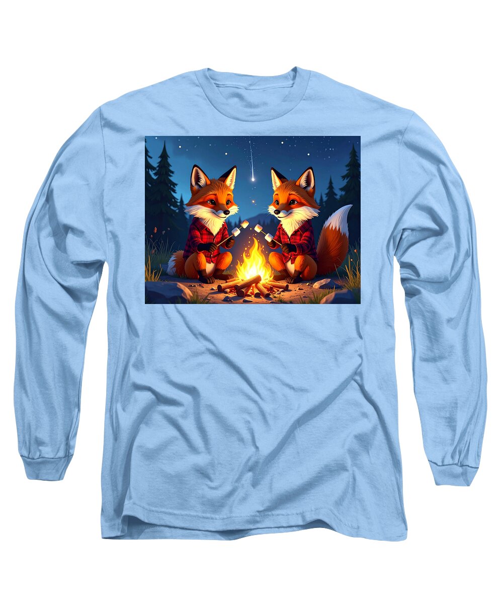 Foxes Toasting Marshmallows Under the Stars - Long Sleeve T-Shirt