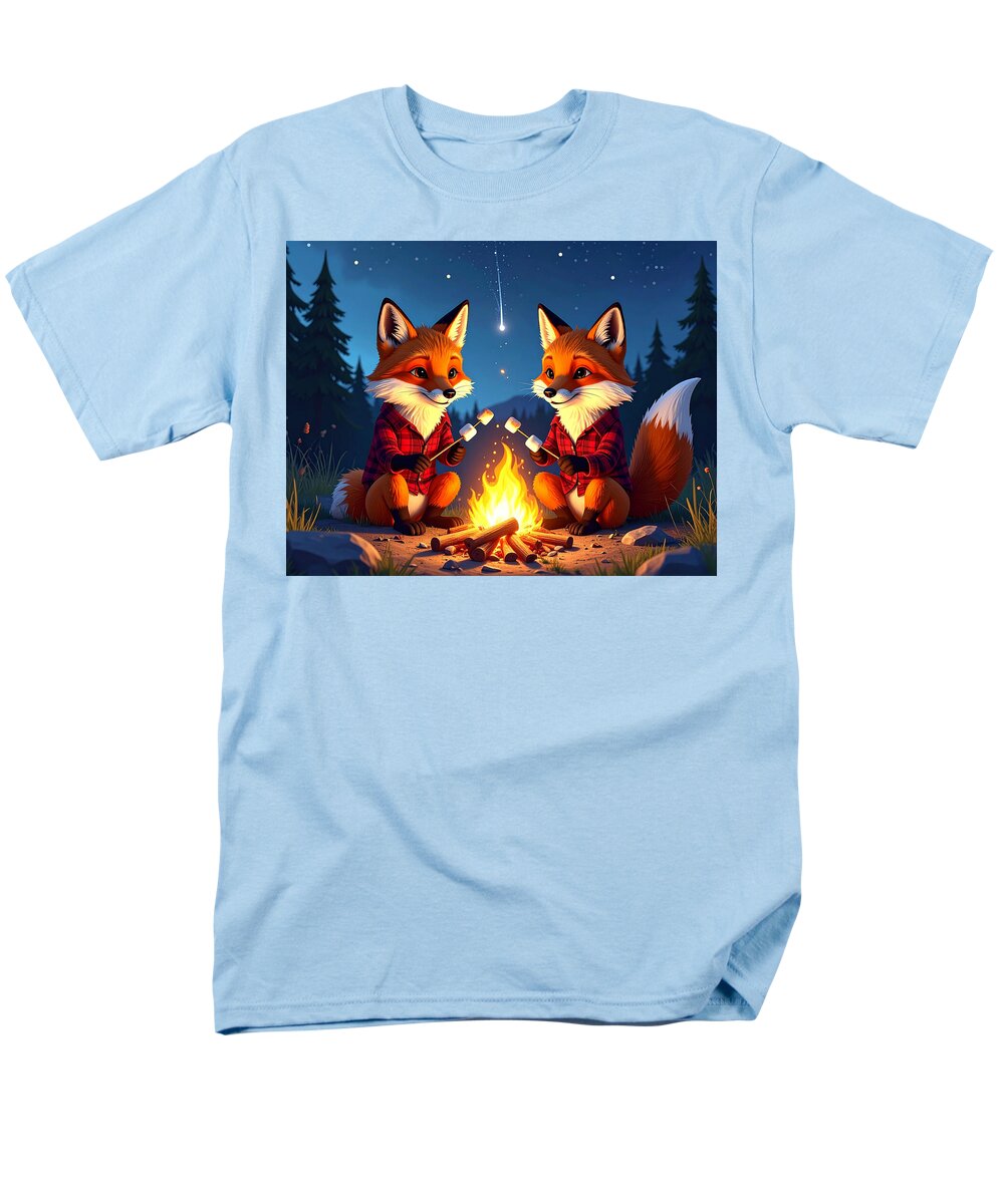 Foxes Toasting Marshmallows Under the Stars - Men's T-Shirt (Regular Fit)