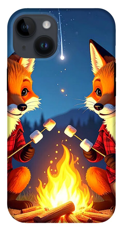 Foxes Toasting Marshmallows Under the Stars - Phone Case