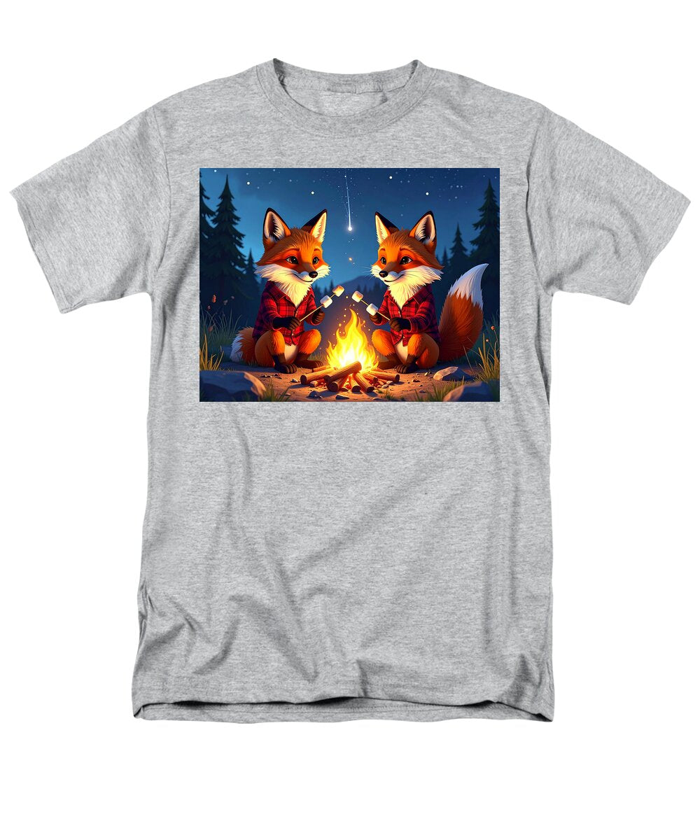 Foxes Toasting Marshmallows Under the Stars - Men's T-Shirt (Regular Fit)