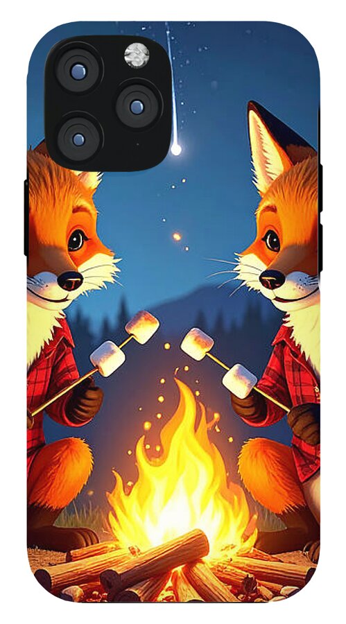 Foxes Toasting Marshmallows Under the Stars - Phone Case