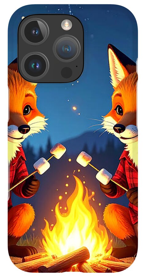 Foxes Toasting Marshmallows Under the Stars - Phone Case