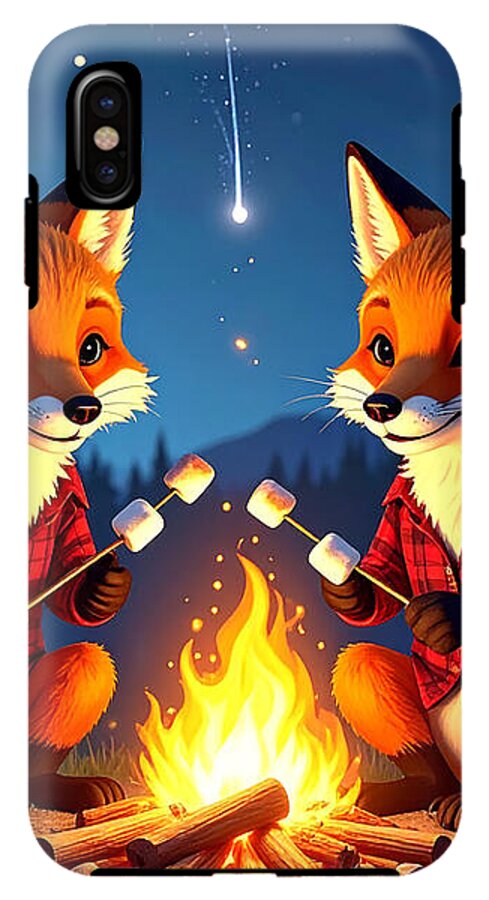 Foxes Toasting Marshmallows Under the Stars - Phone Case
