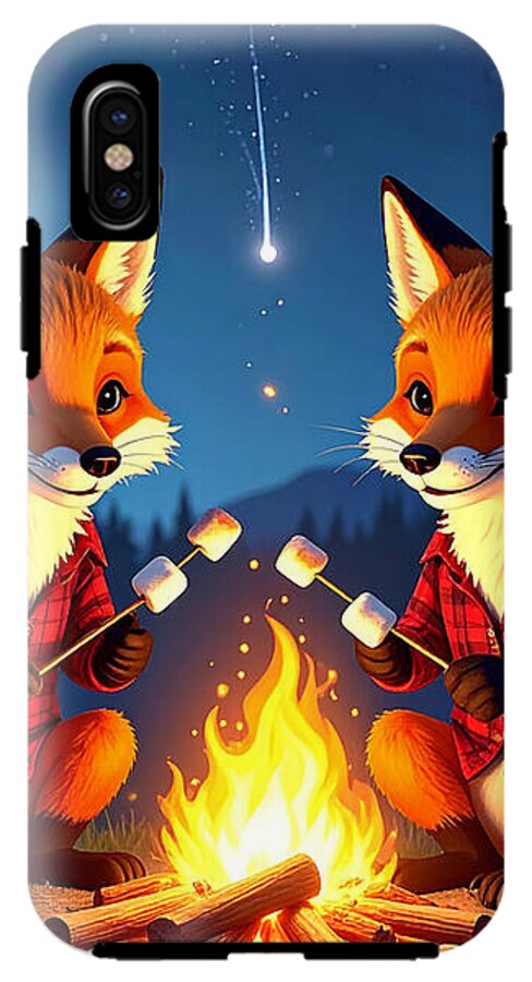 Foxes Toasting Marshmallows Under the Stars - Phone Case