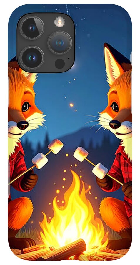 Foxes Toasting Marshmallows Under the Stars - Phone Case