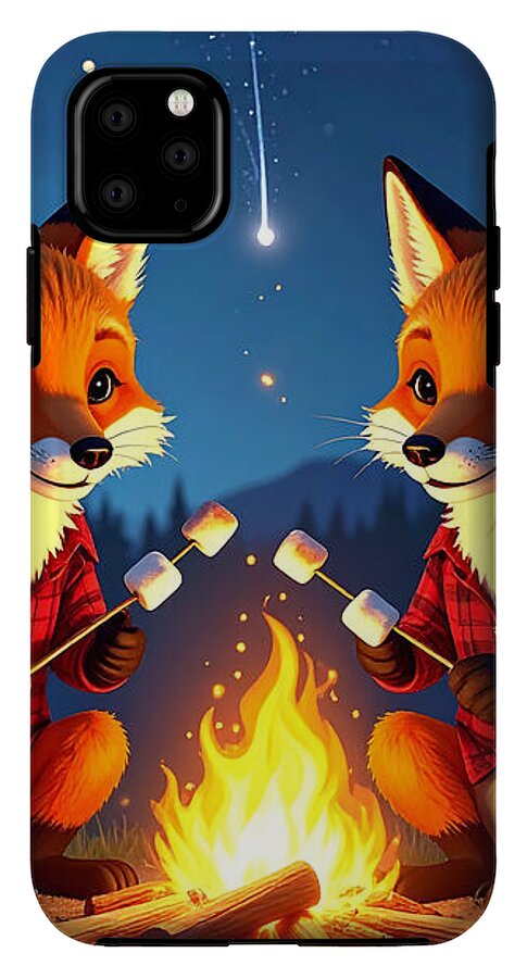 Foxes Toasting Marshmallows Under the Stars - Phone Case