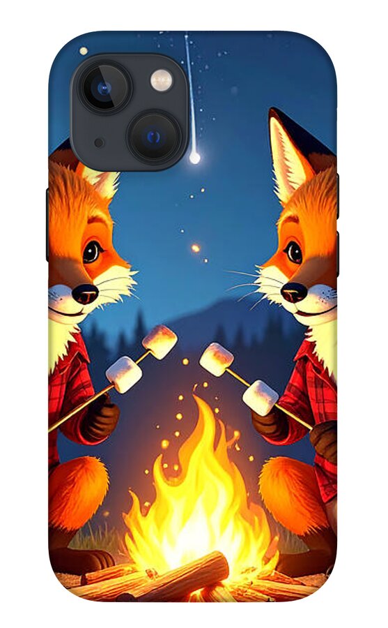 Foxes Toasting Marshmallows Under the Stars - Phone Case