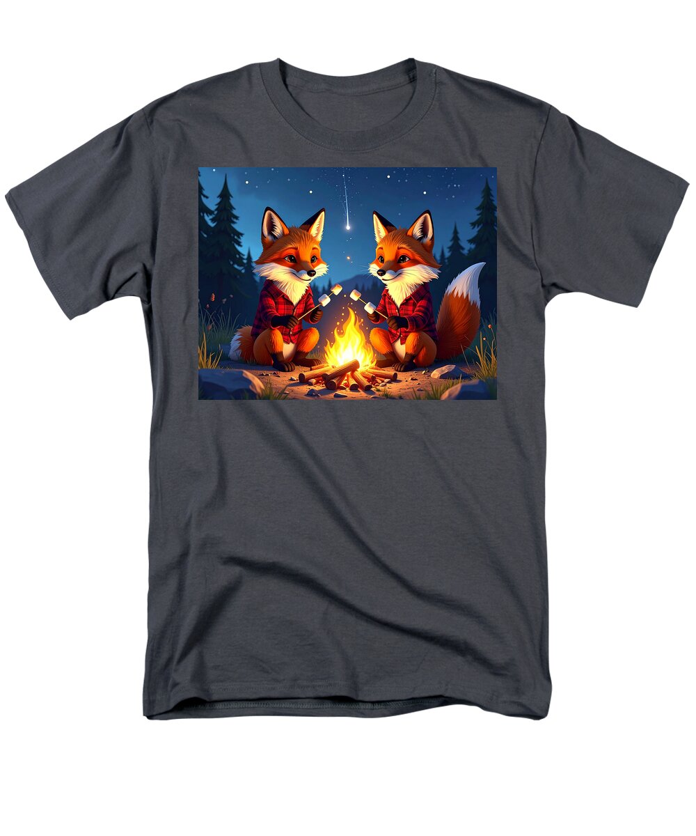 Foxes Toasting Marshmallows Under the Stars - Men's T-Shirt (Regular Fit)
