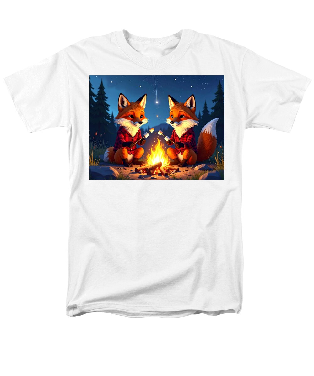 Foxes Toasting Marshmallows Under the Stars - Men's T-Shirt (Regular Fit)