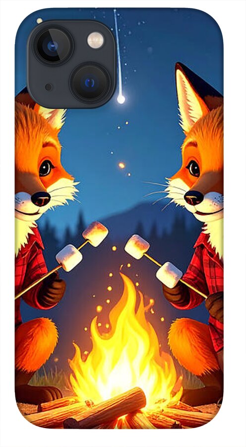 Foxes Toasting Marshmallows Under the Stars - Phone Case