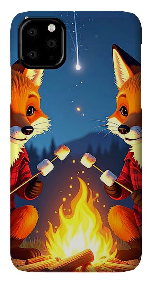 Foxes Toasting Marshmallows Under the Stars - Phone Case