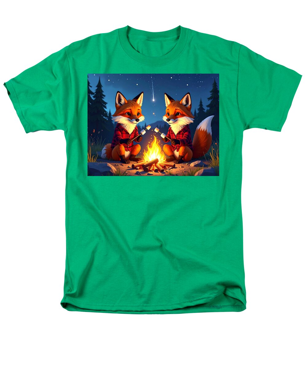 Foxes Toasting Marshmallows Under the Stars - Men's T-Shirt (Regular Fit)