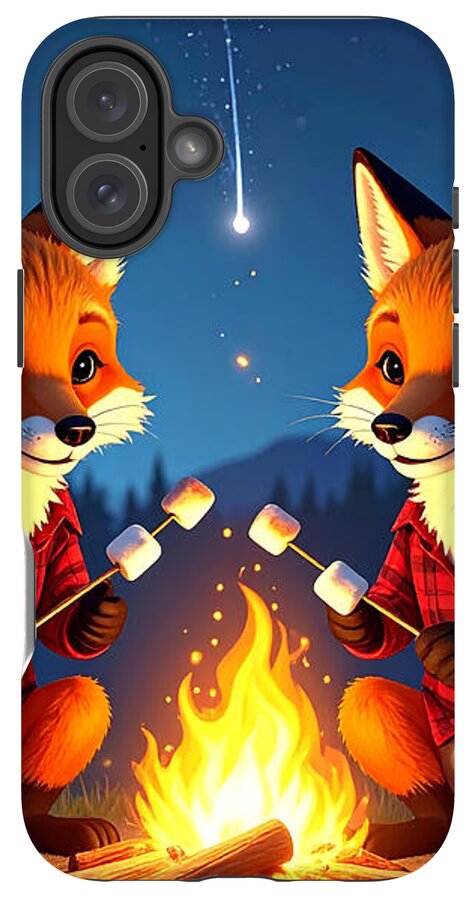Foxes Toasting Marshmallows Under the Stars - Phone Case