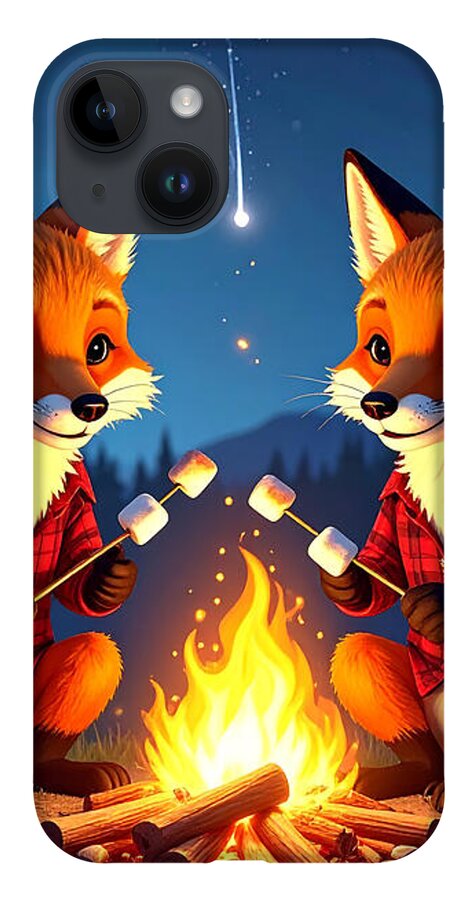 Foxes Toasting Marshmallows Under the Stars - Phone Case