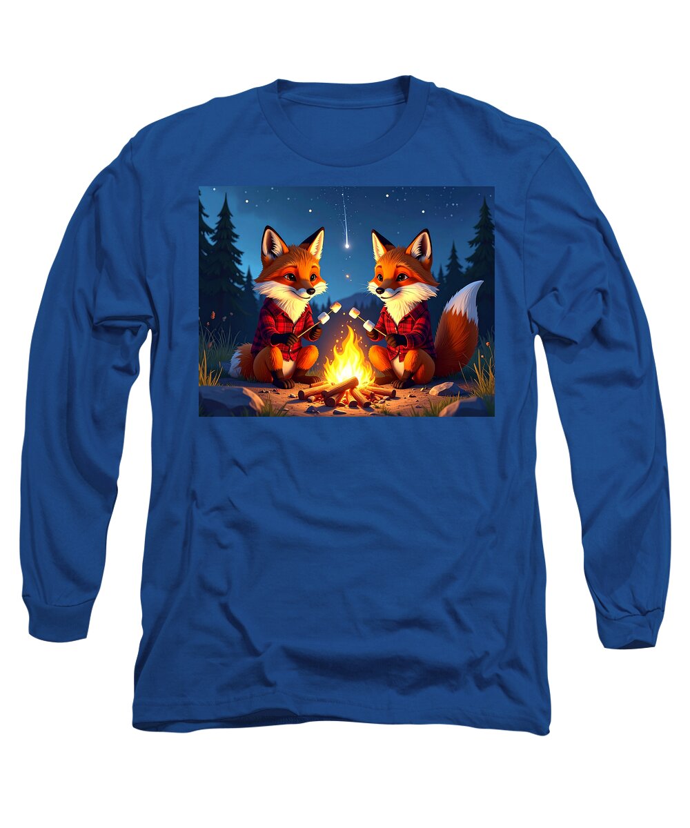 Foxes Toasting Marshmallows Under the Stars - Long Sleeve T-Shirt