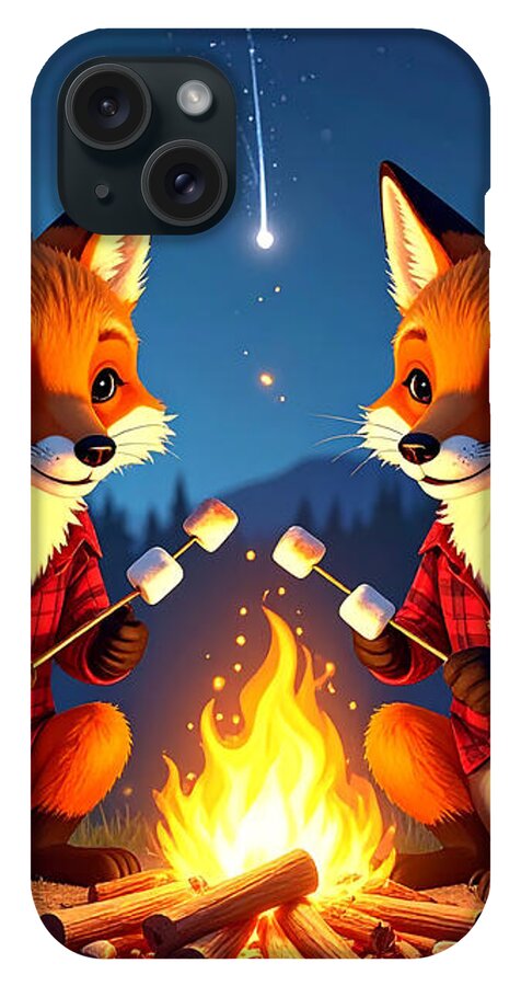 Foxes Toasting Marshmallows Under the Stars - Phone Case