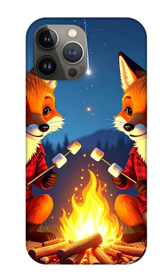 Foxes Toasting Marshmallows Under the Stars - Phone Case