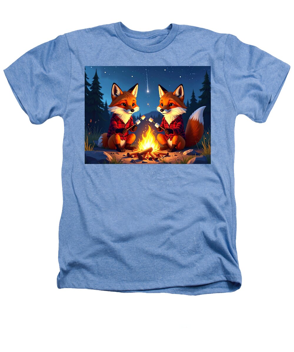 Foxes Toasting Marshmallows Under the Stars - Heathers T-Shirt