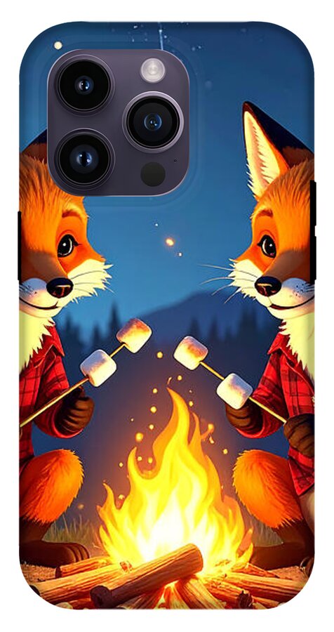 Foxes Toasting Marshmallows Under the Stars - Phone Case