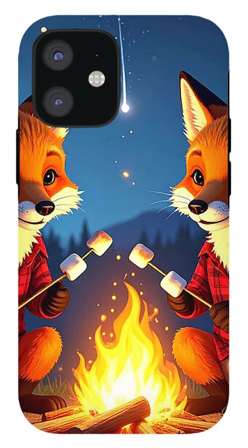 Foxes Toasting Marshmallows Under the Stars - Phone Case