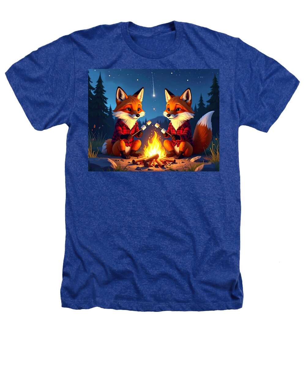 Foxes Toasting Marshmallows Under the Stars - Heathers T-Shirt
