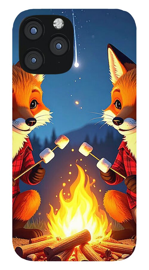 Foxes Toasting Marshmallows Under the Stars - Phone Case