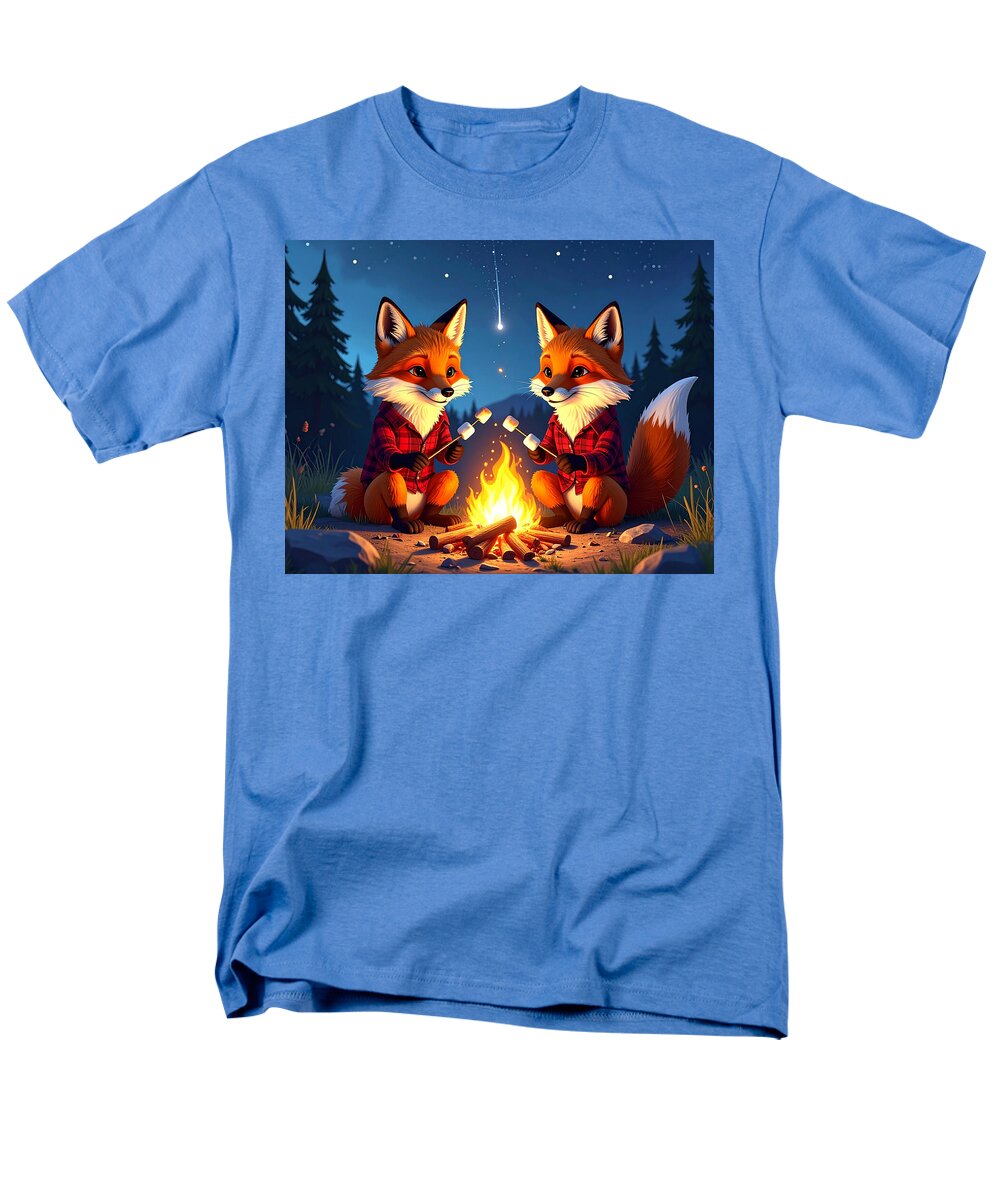 Foxes Toasting Marshmallows Under the Stars - Men's T-Shirt (Regular Fit)
