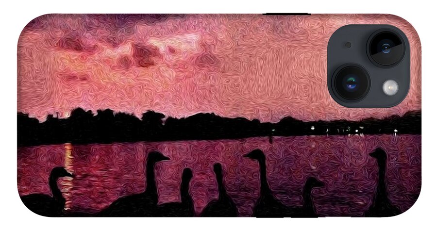 Geese At Sunset - Phone Case