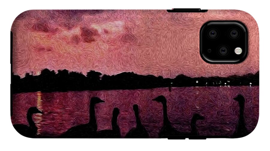 Geese At Sunset - Phone Case