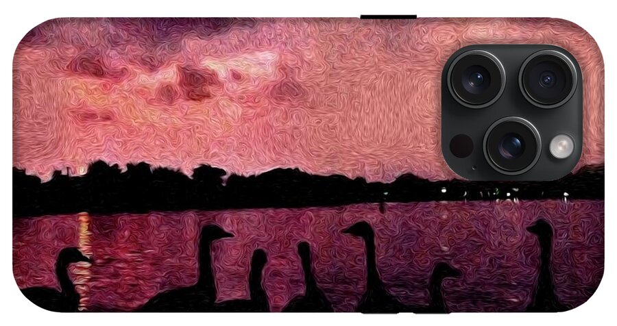 Geese At Sunset - Phone Case