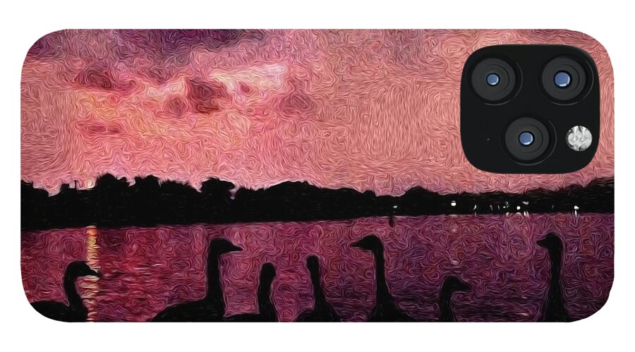 Geese At Sunset - Phone Case