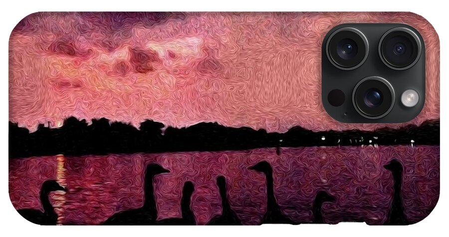 Geese At Sunset - Phone Case