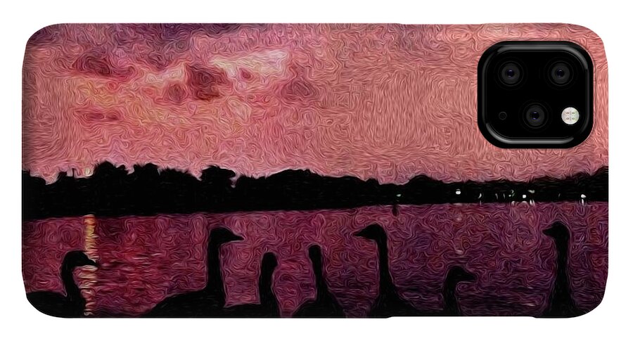 Geese At Sunset - Phone Case