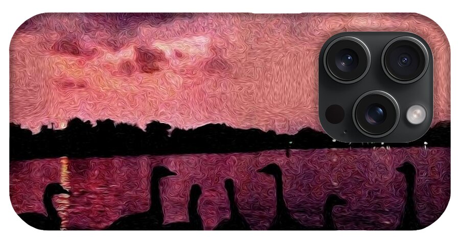 Geese At Sunset - Phone Case