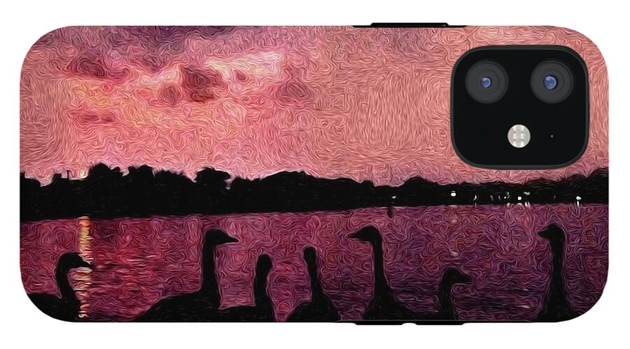 Geese At Sunset - Phone Case