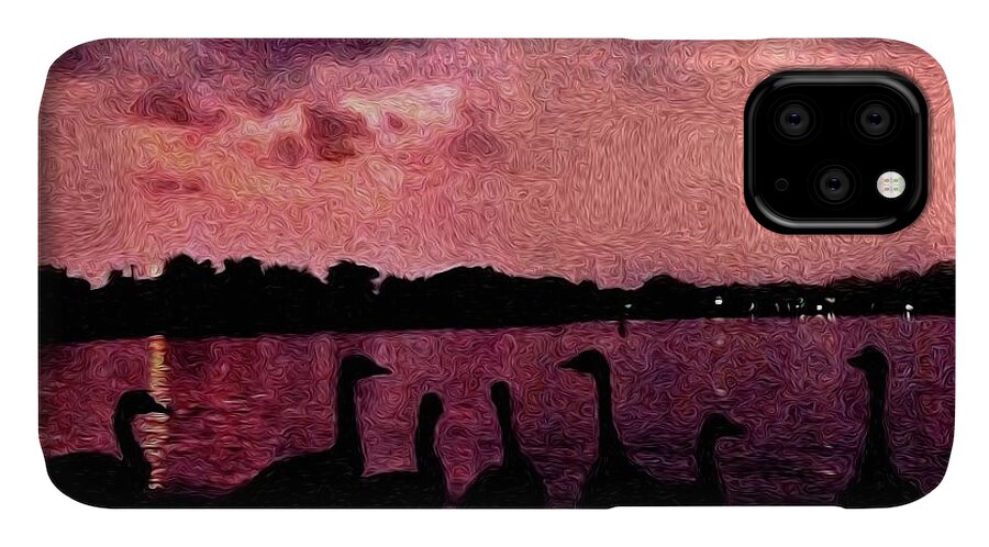 Geese At Sunset - Phone Case