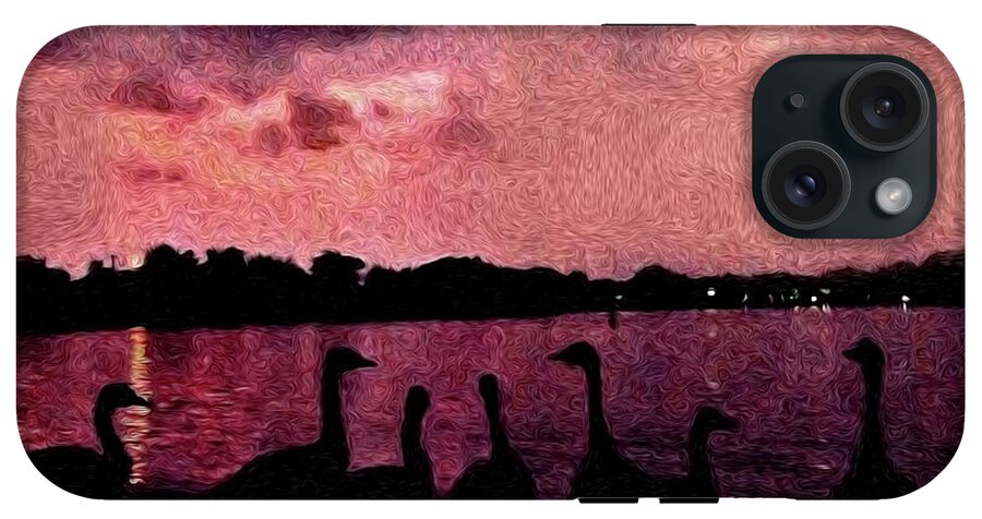 Geese At Sunset - Phone Case