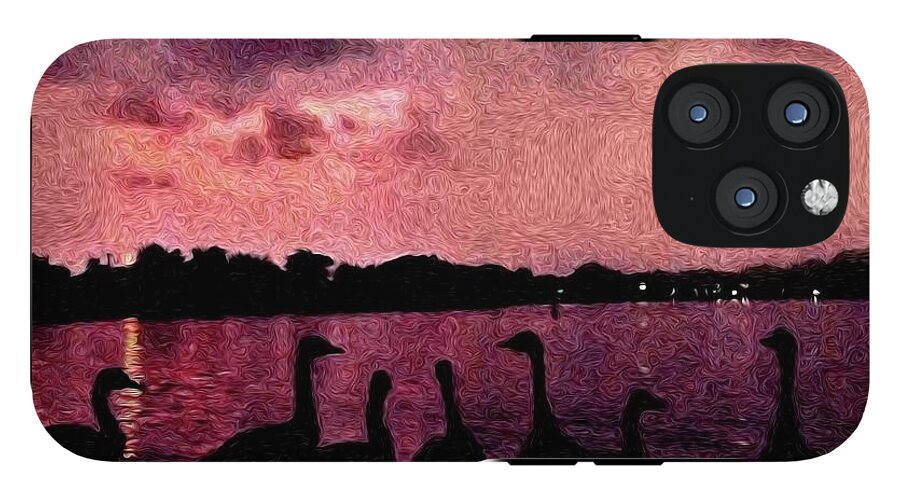Geese At Sunset - Phone Case