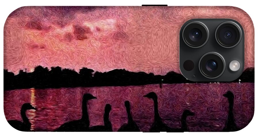 Geese At Sunset - Phone Case