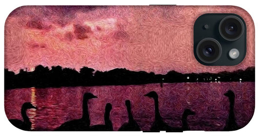 Geese At Sunset - Phone Case