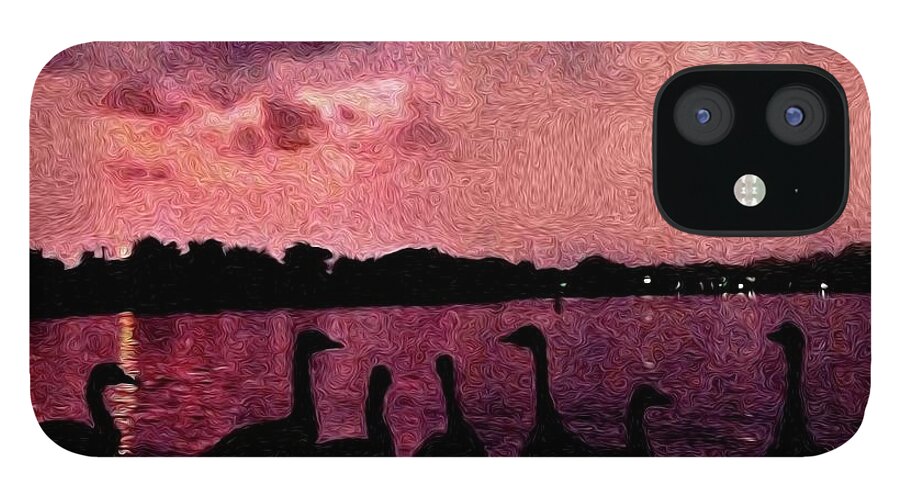 Geese At Sunset - Phone Case