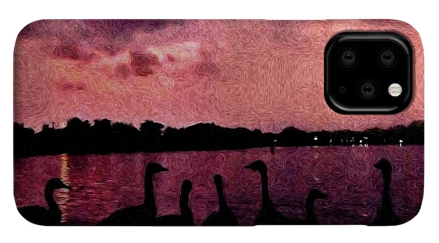 Geese At Sunset - Phone Case