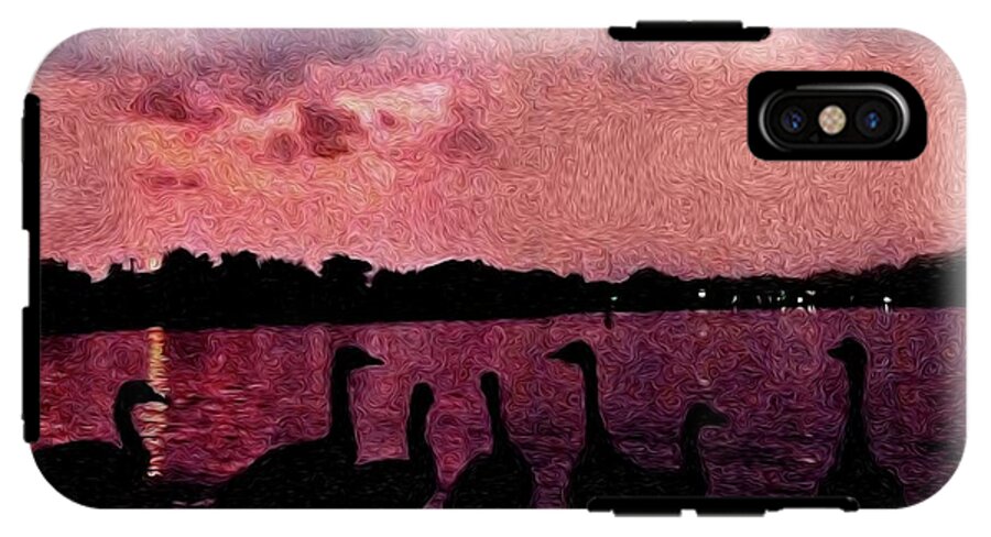 Geese At Sunset - Phone Case