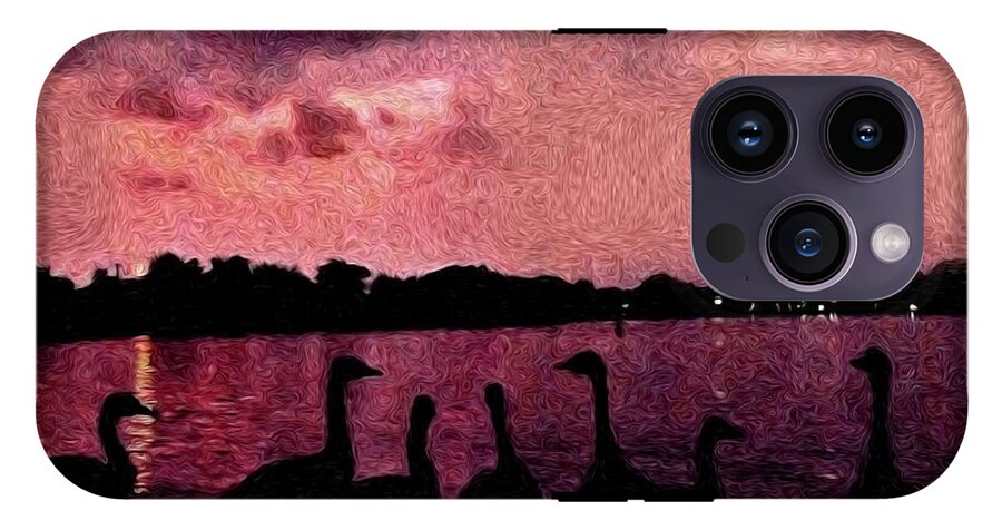 Geese At Sunset - Phone Case