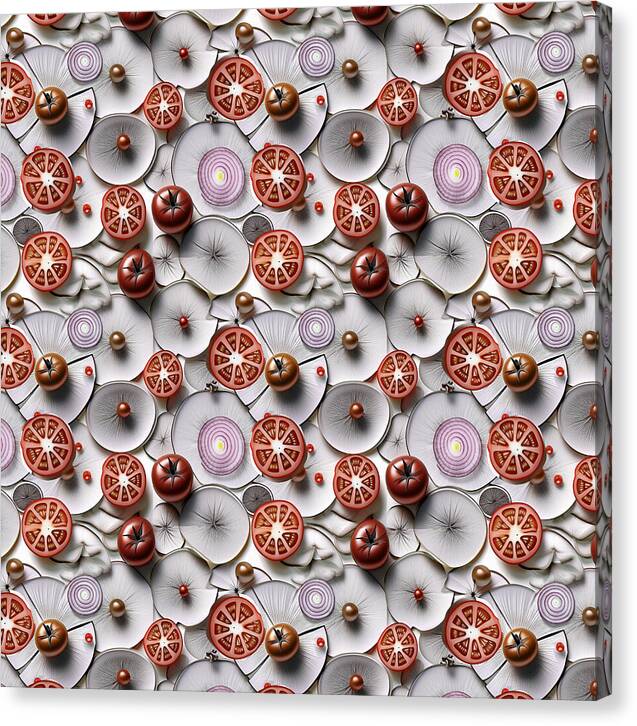 Geometric Food Pattern Design - Canvas Print
