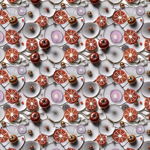 Geometric Food Pattern Design - Art Print