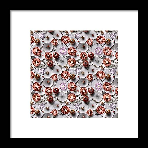 Geometric Food Pattern Design - Framed Print
