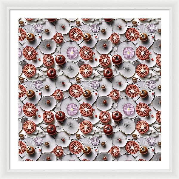 Geometric Food Pattern Design - Framed Print