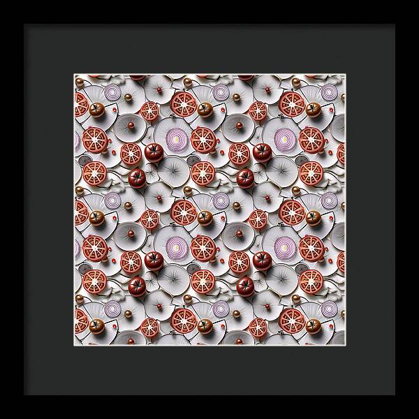 Geometric Food Pattern Design - Framed Print
